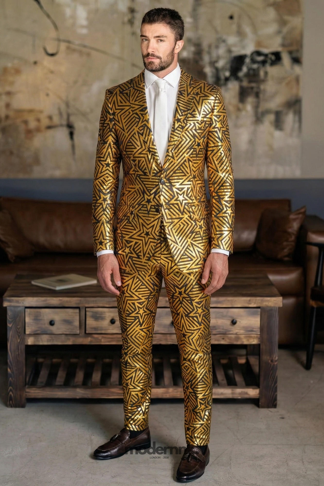 Showman Gold Star Pattern Suit A0324