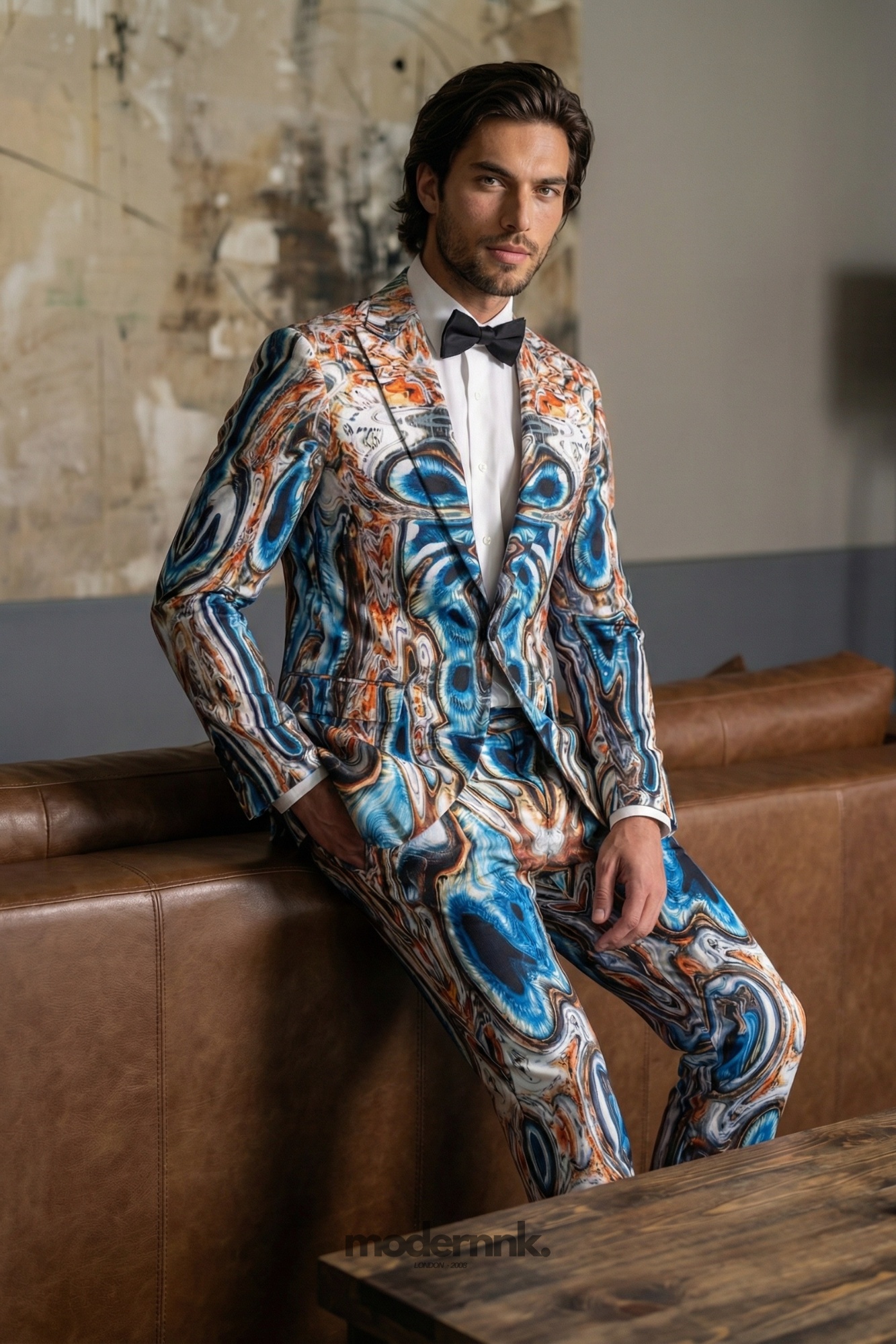 Avant-Garde Abstract Print Suit A0331