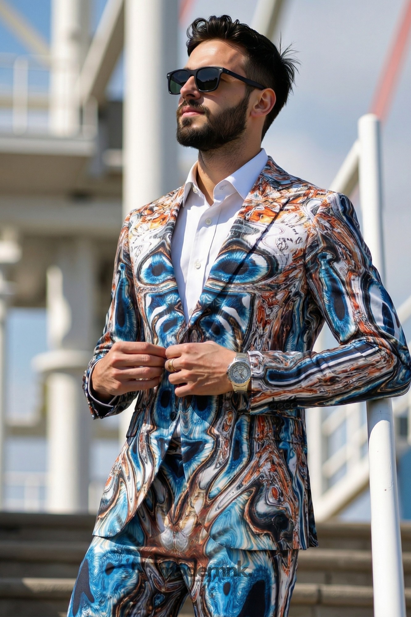 Avant-Garde Abstract Print Suit A0331