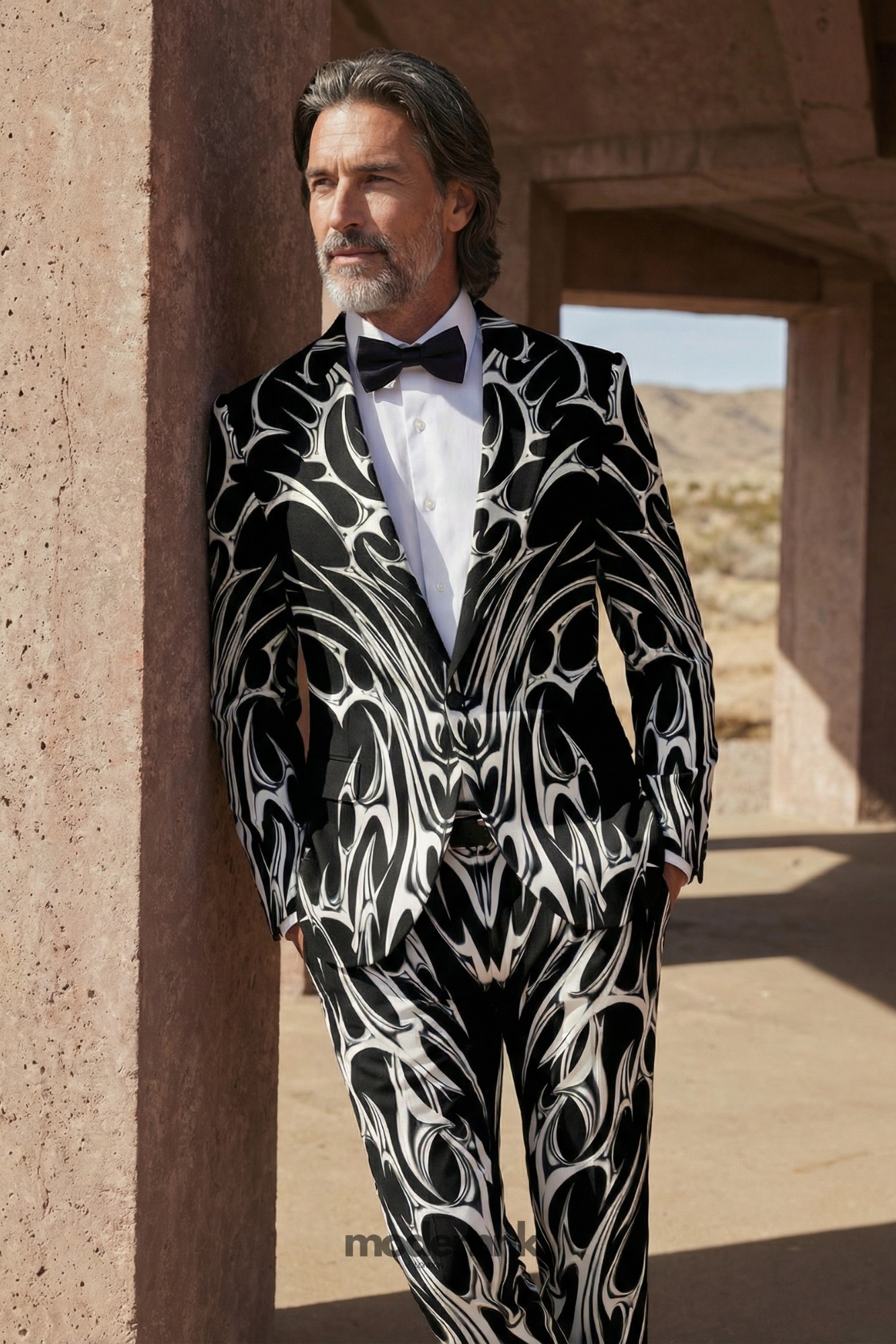 Maverick Abstract Print Suit A0335