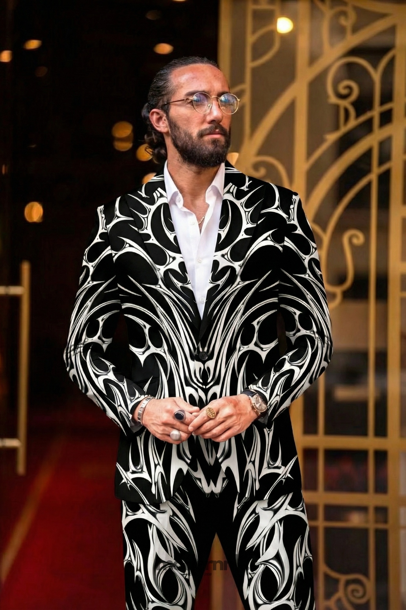 Maverick Abstract Print Suit A0335