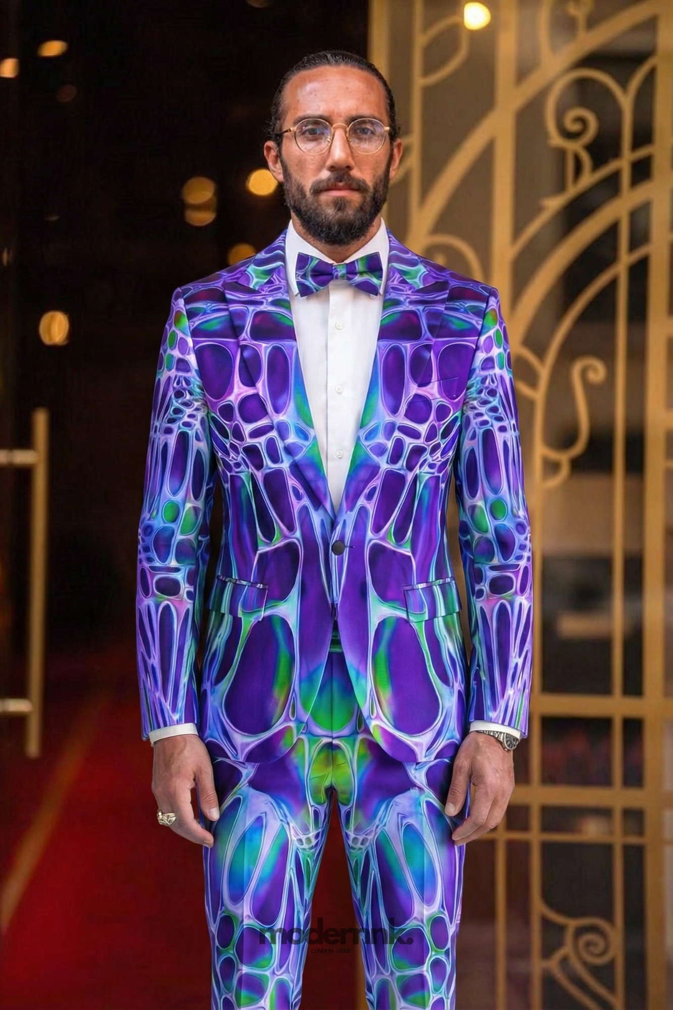 Rebel Red Floral Print Suit A0336