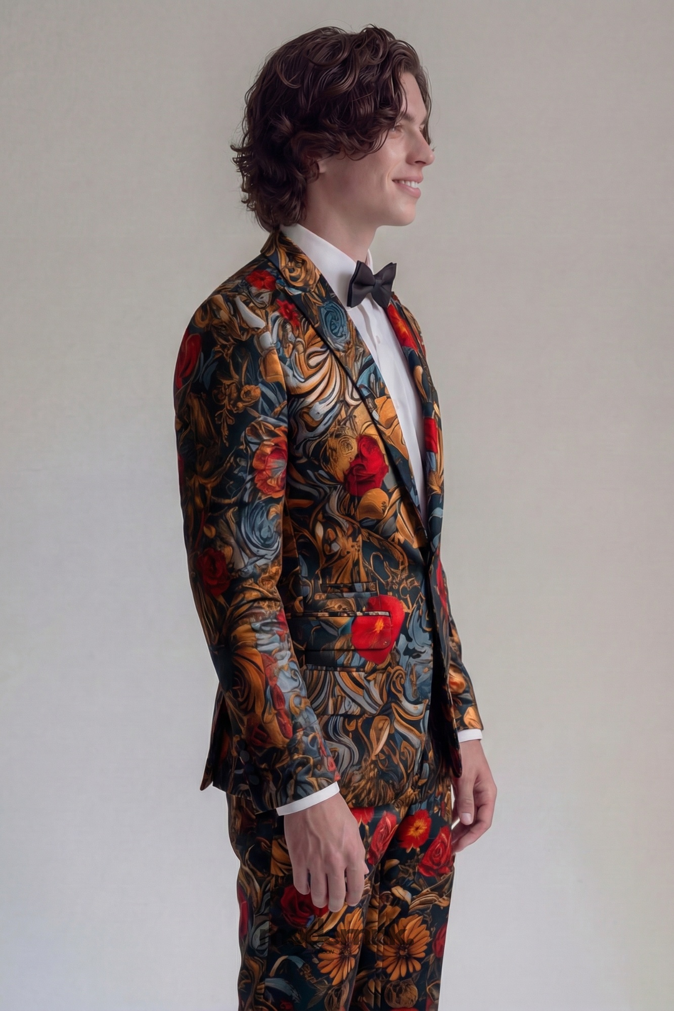 Vivid Dark Floral Suit A040