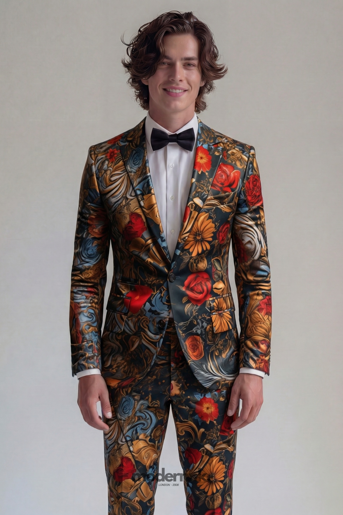 Vivid Dark Floral Suit A040