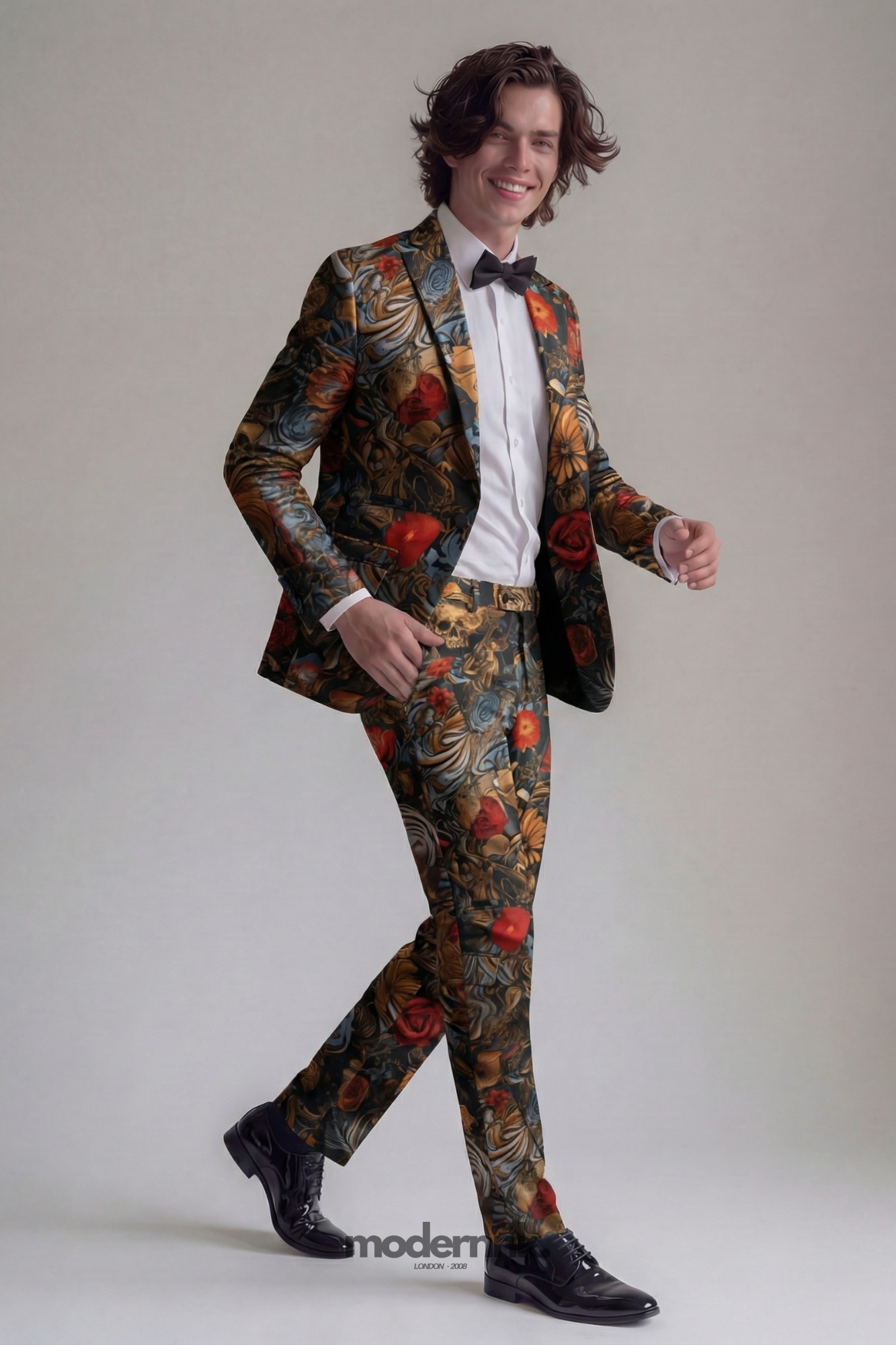 Vivid Dark Floral Suit A040