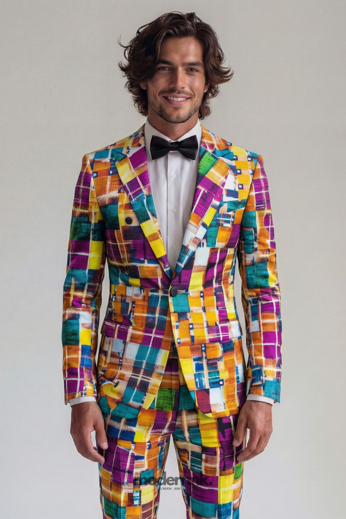 Vibrant Colorful Plaid Suit A2116