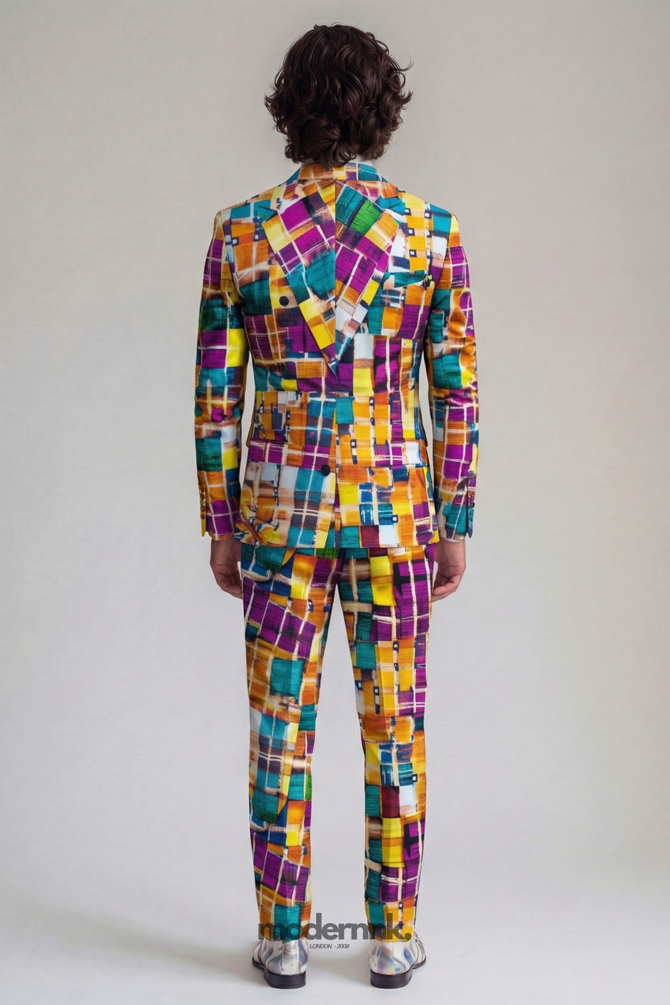 Vibrant Colorful Plaid Suit A2116