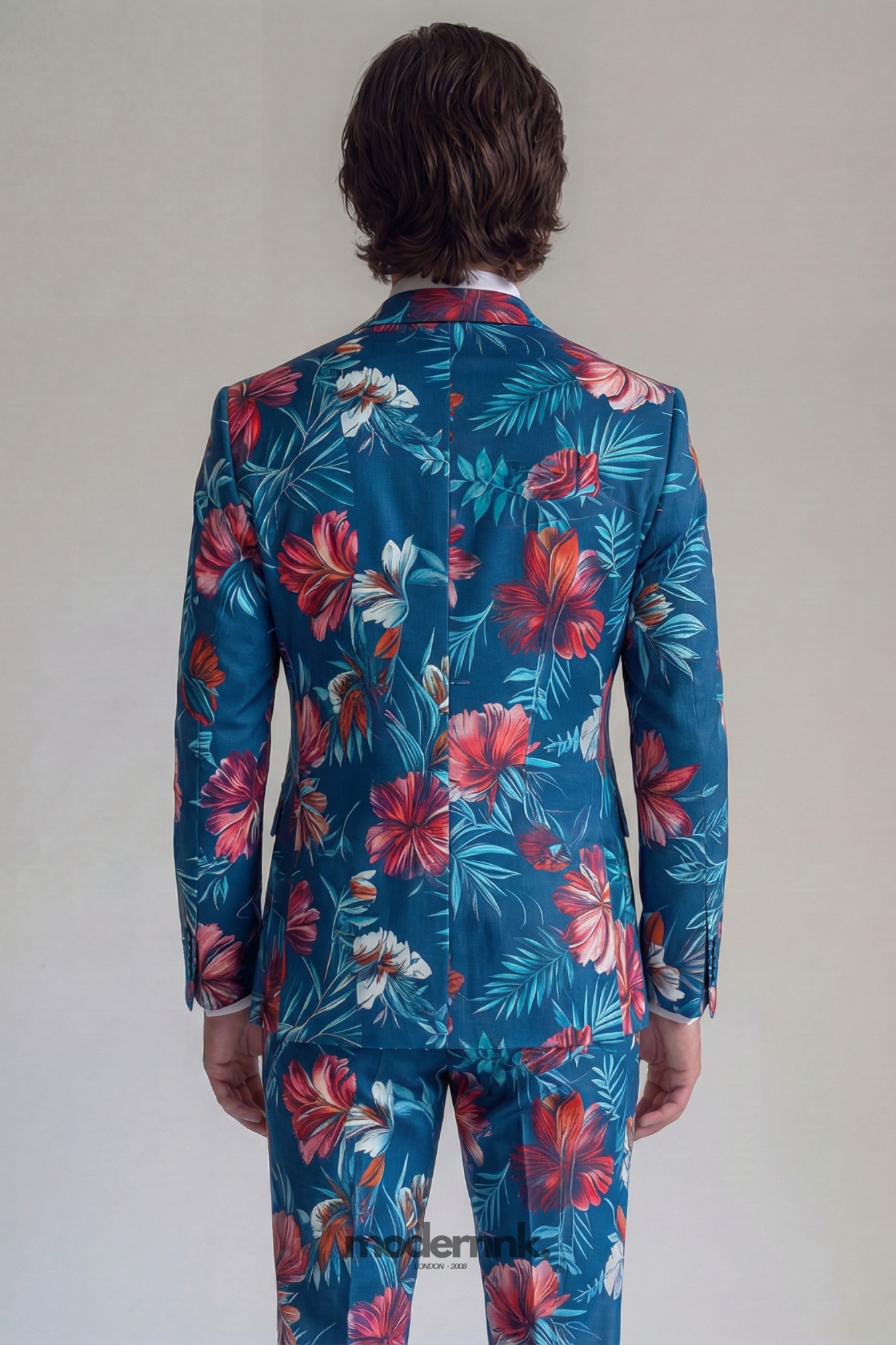 Vibrant Tropical Floral Print Suit A0105