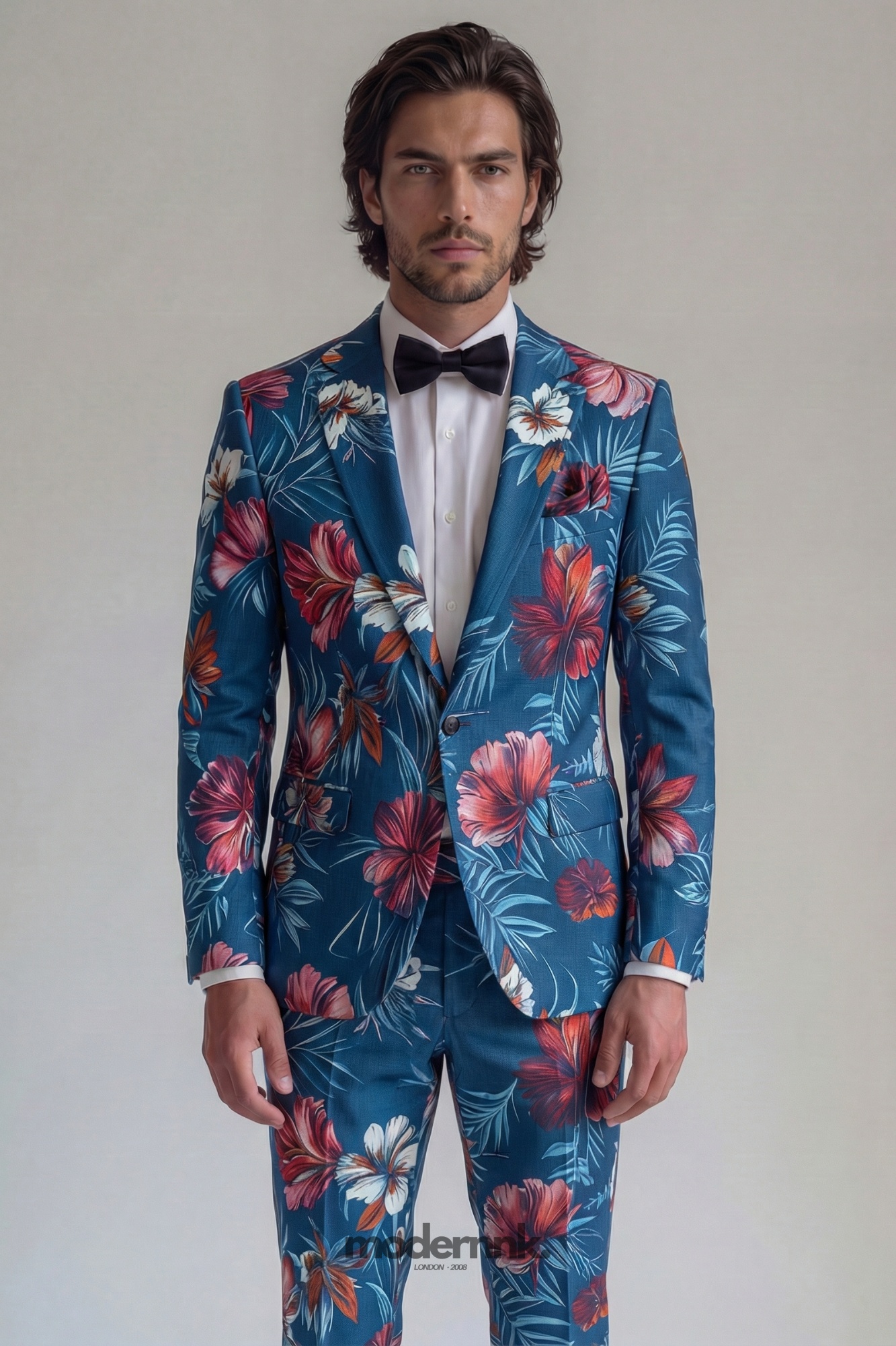 Vibrant Tropical Floral Print Suit A0105