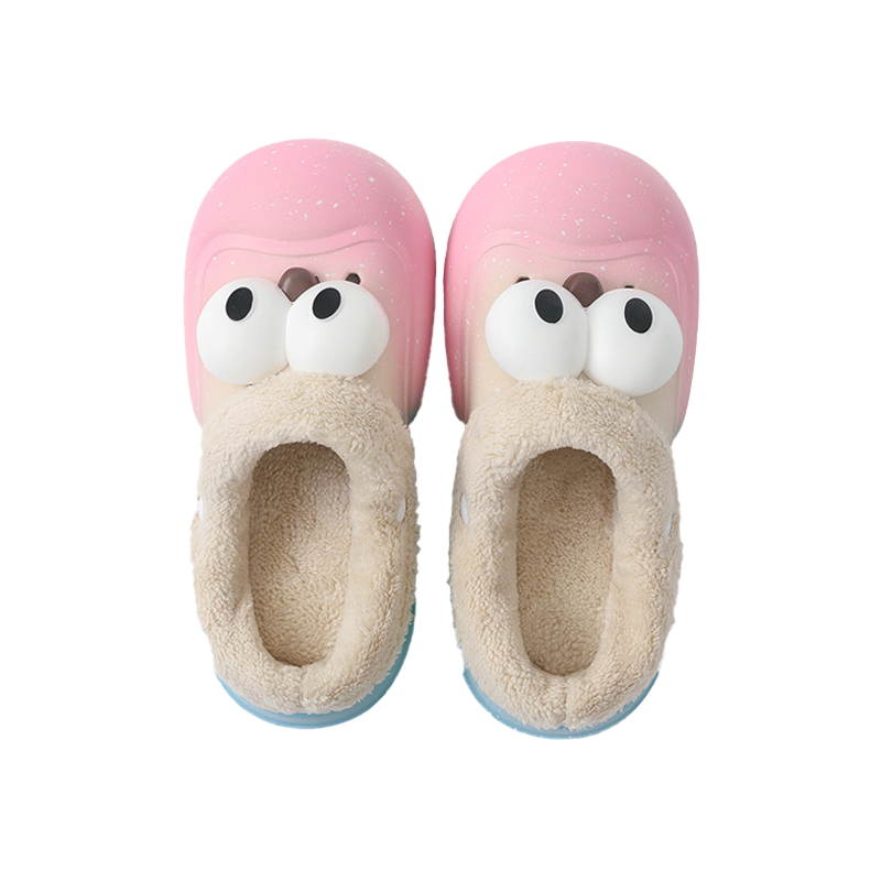 Big-eye thick-soled plush slippers