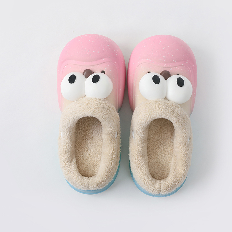 Big-eye thick-soled plush slippers