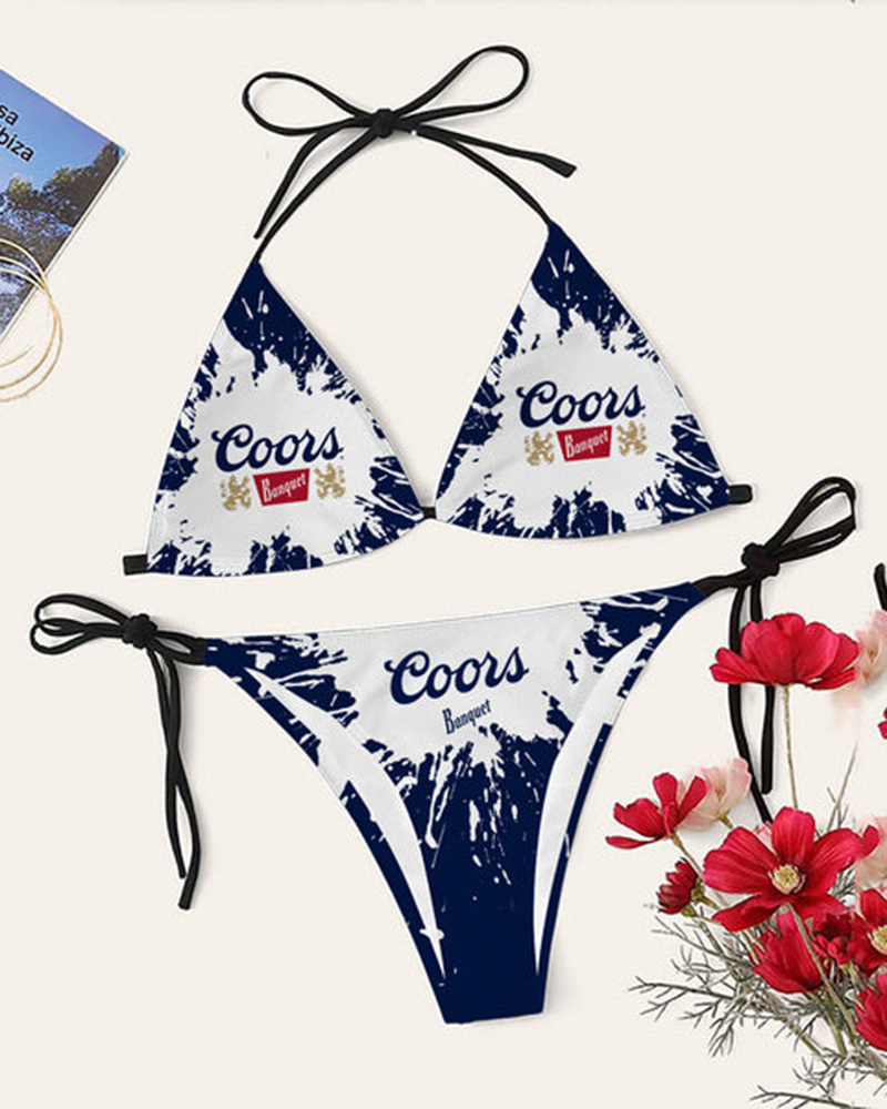 Coors Banquet Casual Printed Bikini Set