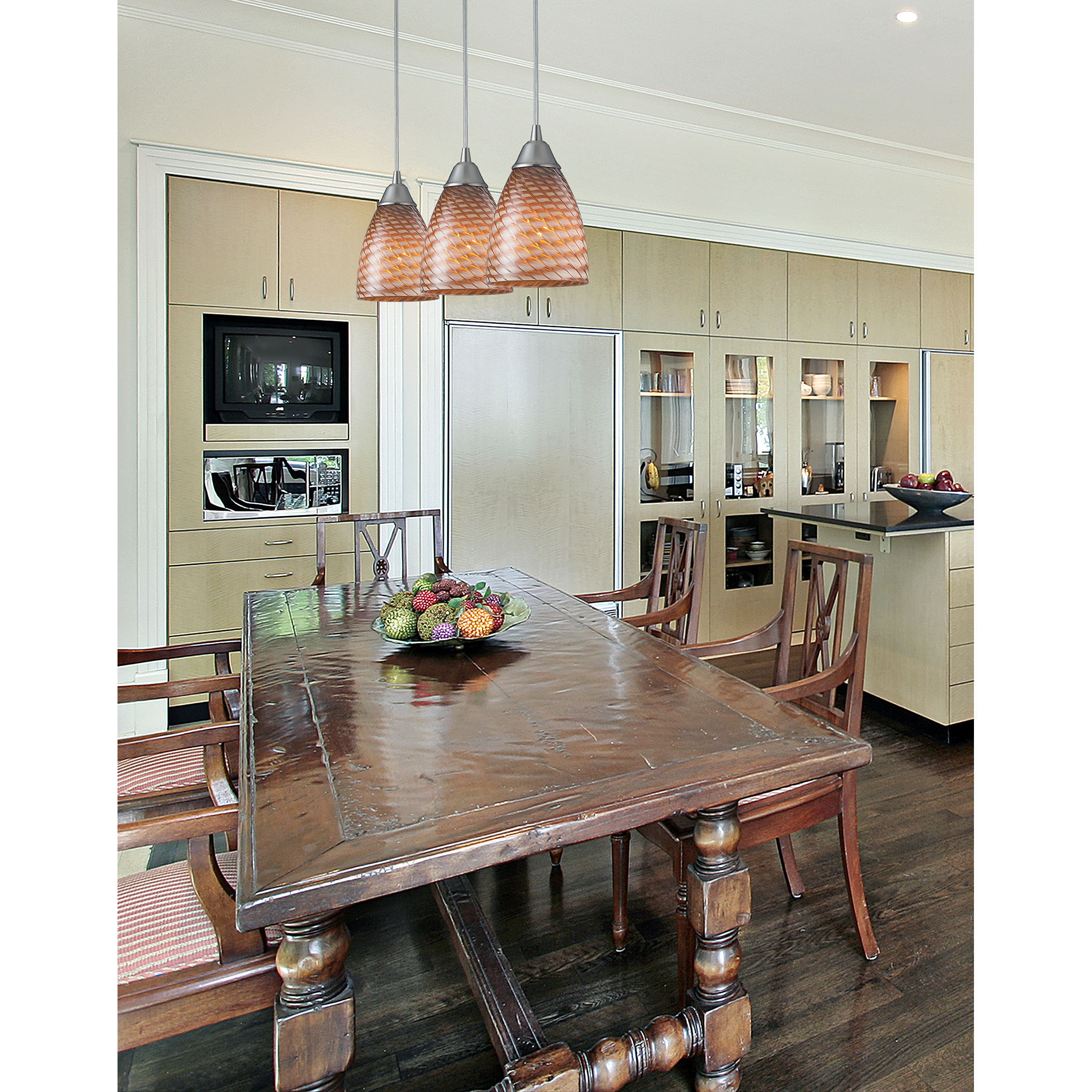 Arco Baleno 5'' Wide 1-Light Pendant - Satin Nickel with Cocoa Glass