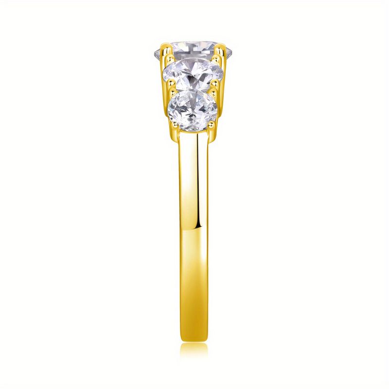S925 Inel Moissanite Love Inel placat cu aur de 18K, Cadou pentru aniversare de nuntă de logodnă pentru petrecere la modă
