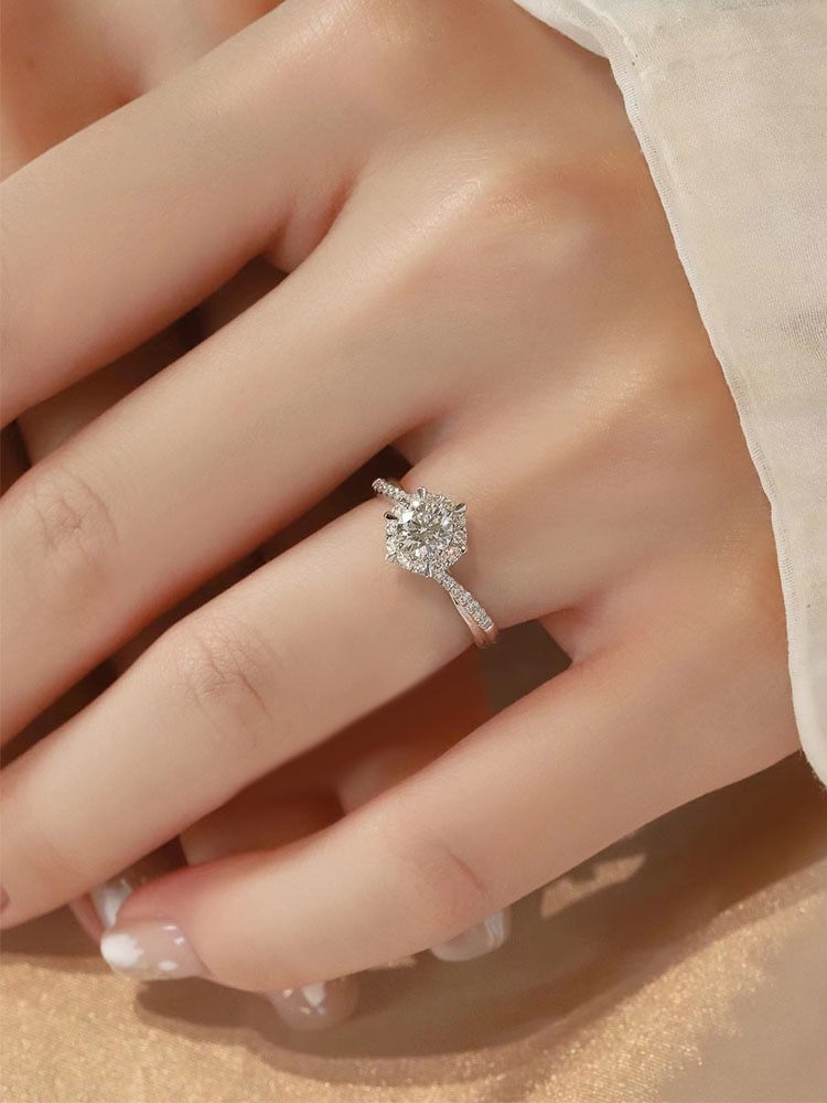 2024 nou inel cu diamant moissanite! Creat cu proporția de aur perfectă!