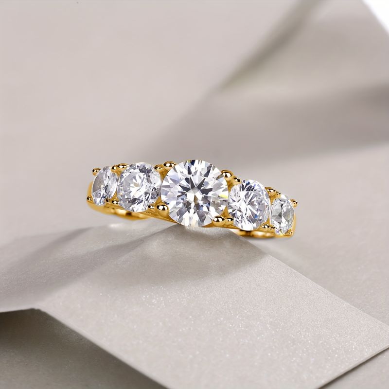 S925 Inel Moissanite Love Inel placat cu aur de 18K, Cadou pentru aniversare de nuntă de logodnă pentru petrecere la modă