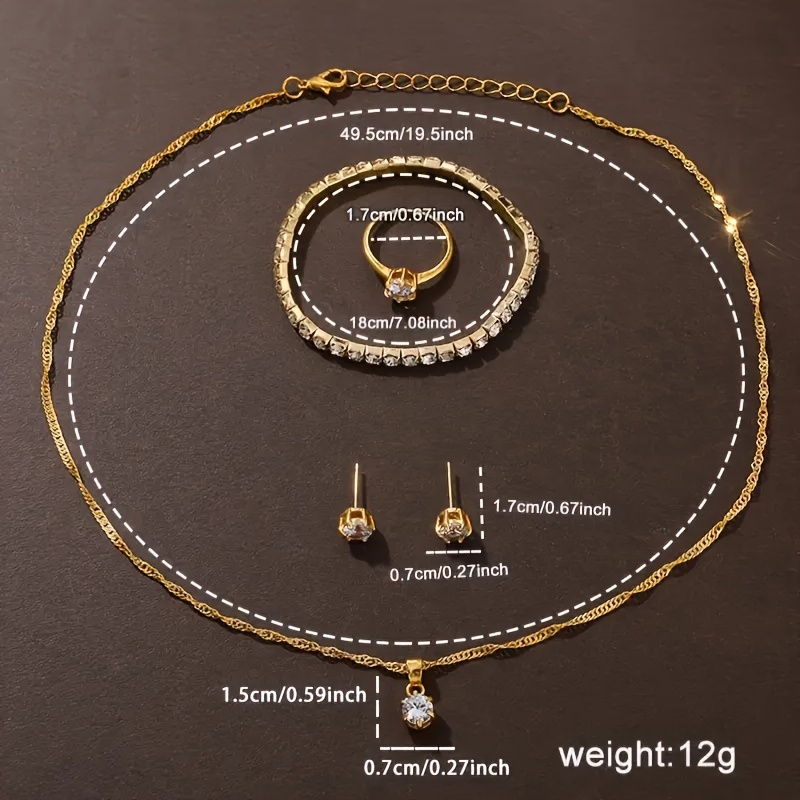 5 τεμάχια/σετ γυναικεία ρολόγια ρολόι με κρύσταλλο πολυτελείας και σετ κοσμημάτων, το τέλειο δώρο για το 2024