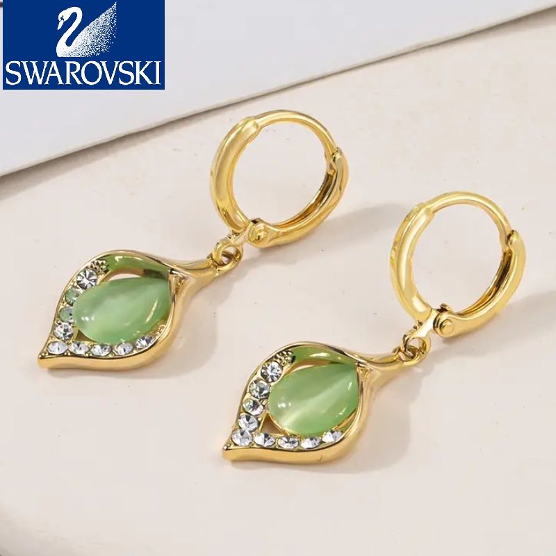 【SWAROVSKI】Cercei rafinați cu picătură de opal pentru femei. Cercei cu pietre prețioase