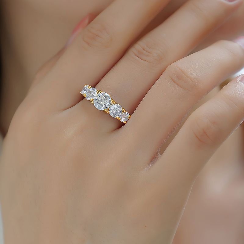 S925 Inel Moissanite Love Inel placat cu aur de 18K, Cadou pentru aniversare de nuntă de logodnă pentru petrecere la modă