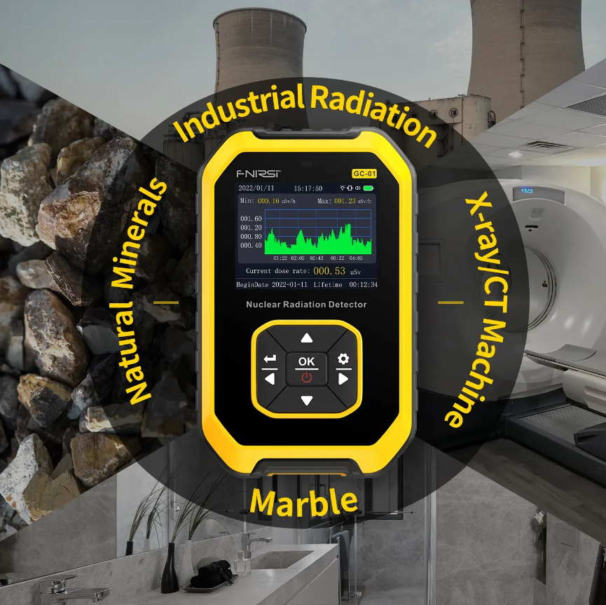 Nuclear Radiation Detector - FNIRSILCD Display Handheld Beta Gamma X-Ray Rechargeable Radiation Moni