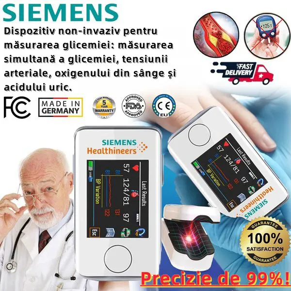 Siemens glucometru non-invaziv și fără durere: măsurare precisă în 5 secunde, fără înțepături, cu ecran HD