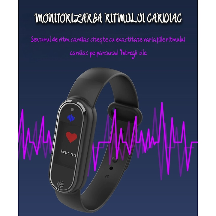Bratara anti-tantari cu Ultrasunete si Bratara fitness Smart VENTLEX 2 in 1, Ceas digital, 3 Moduri anti-tantari, Compatibil Android si iOS, Conectivitate Bluetooth, Monitorizarea somnului, Numarului de Pasi, Impermeabil IP65, Incarcare USB, Unisex, Negru