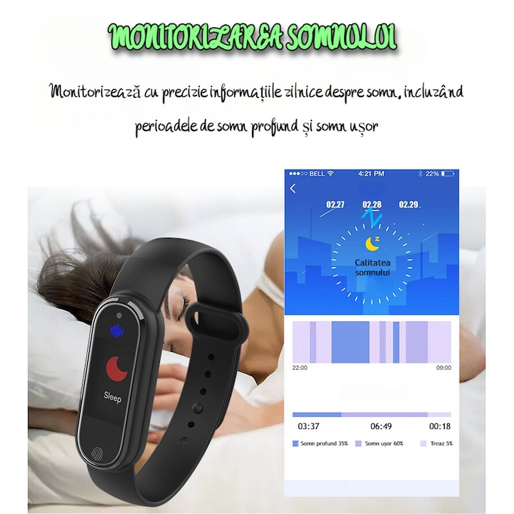 Bratara anti-tantari cu Ultrasunete si Bratara fitness Smart VENTLEX 2 in 1, Ceas digital, 3 Moduri anti-tantari, Compatibil Android si iOS, Conectivitate Bluetooth, Monitorizarea somnului, Numarului de Pasi, Impermeabil IP65, Incarcare USB, Unisex, Negru
