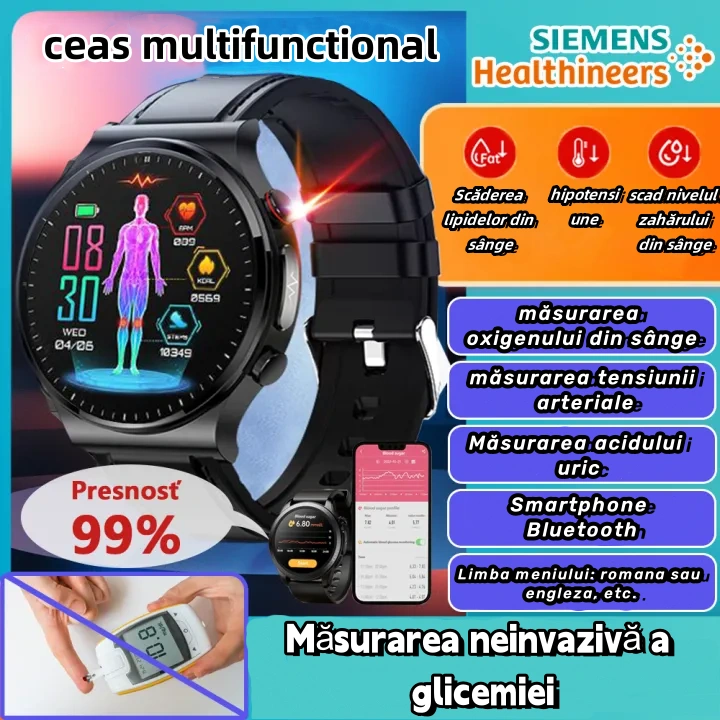 Ceasul Siemens pentru terapie cu laser poate monitoriza ritmul cardiac/tensiunea arterială/glicemia