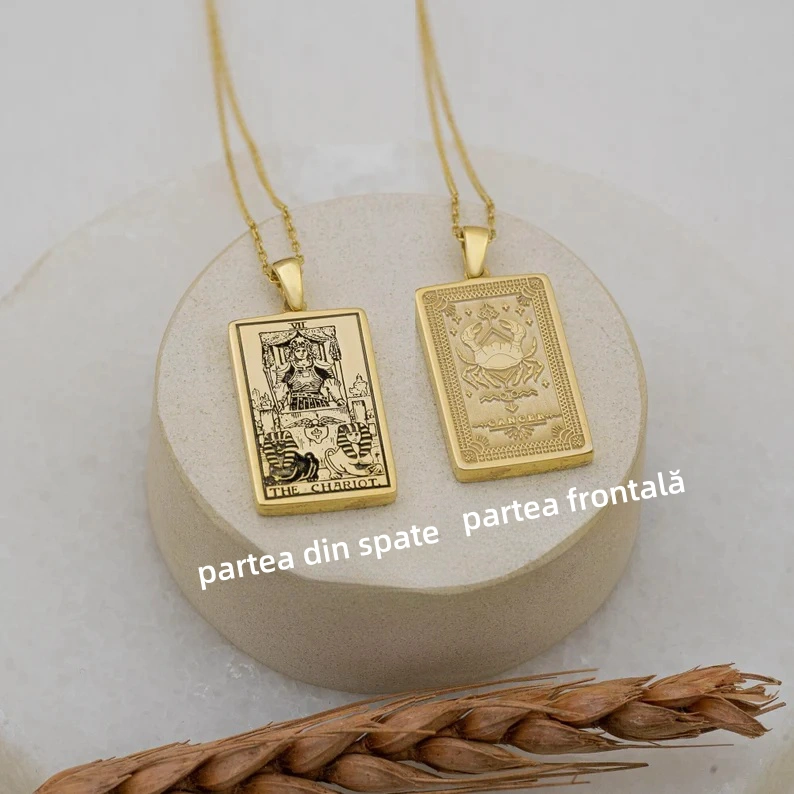 Reducere de 50% pe tot site-ul - 🌟🌈 Colier exclusivist de 14K Carte de Tarot Zodiac față-verso ✨🎁 (Potrivit pentru bărbați și femei) Un cadou perfect pentru mame, soții, soți