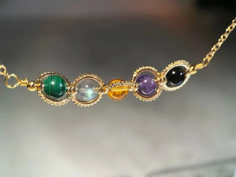 "Coliere de cristal realizate manual - Coliere Zodia Berbecului din carneol, piatră solară, ochi de tigru, citrin - Bijuterii naturale de horoscop pentru zile de naștere