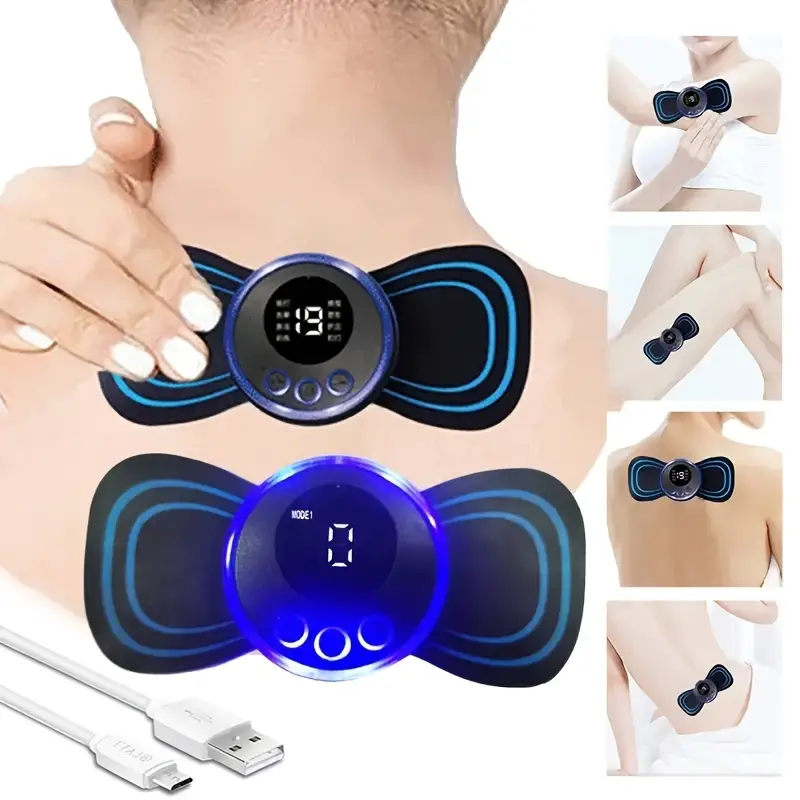 portable mini neck and back massager with ems electric pulse technology for muscle relaxation and pain relief details 2