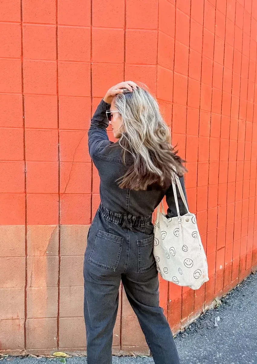 Salopetă din denim cu mânecă lungă