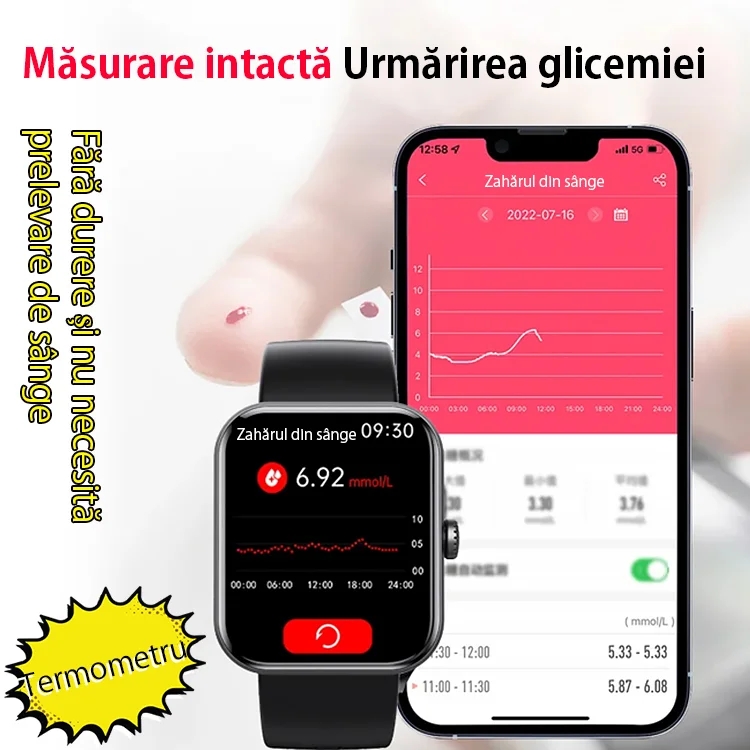 【Monitorizare pe tot parcursul zilei a ritmului cardiac și a tensiunii arteriale】Ceasul nedureros pentru glicemie