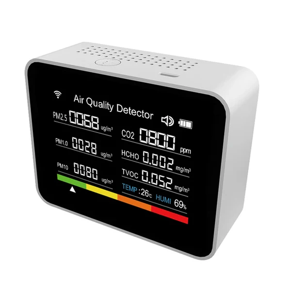 15 in 1 Tuya Air Quality Monitor CO2 Meter Carbon Dioxide Detector Time TVOC HCHO PM2.5 PM1.0 PM10 Temperature Humidity Tester