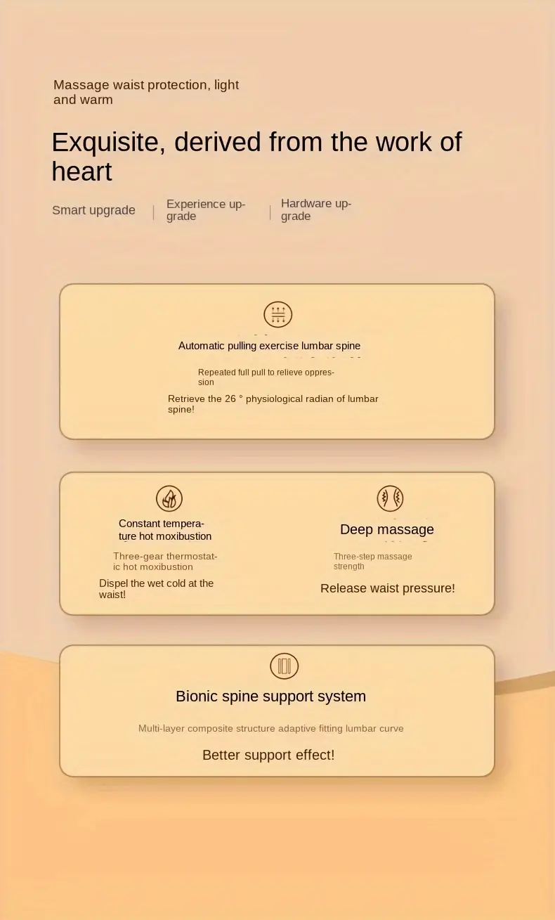 1pc 3 speed heated 3 speed massage back massager graphene cordless heated harness massage belt heated belt gift details 1