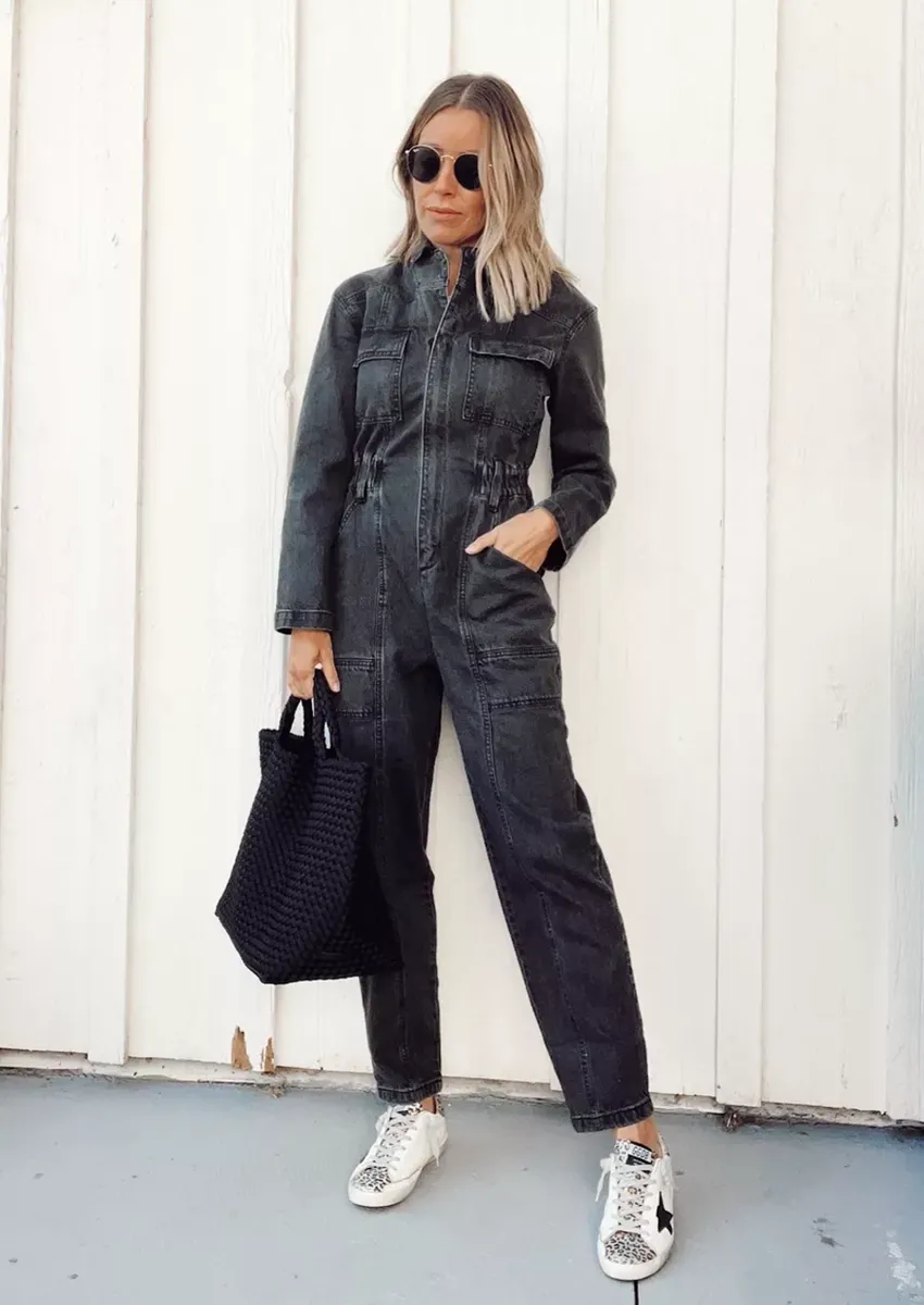 Salopetă din denim cu mânecă lungă