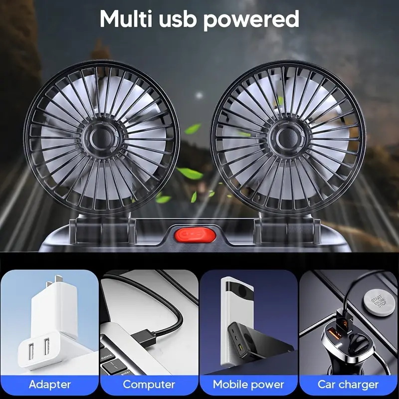 🚗Mufă USB de vară Mașină Mașină Acasă Mini ventilator cu două capete-FP003-VP🧊