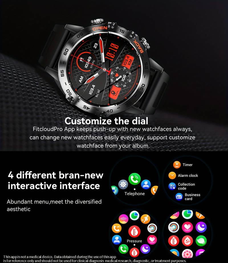 Ceas Inteligent Rotund Cu Afișaj IPS, Ceas Sport Și Fitness Rezistent La Apă, Cu Apel BT Pentru &Icirc;nregistrarea Activității detalii 8