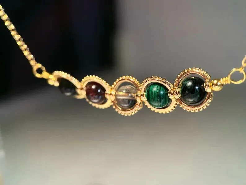 "Coliere de cristal realizate manual - Coliere Zodia Berbecului din carneol, piatră solară, ochi de tigru, citrin - Bijuterii naturale de horoscop pentru zile de naștere