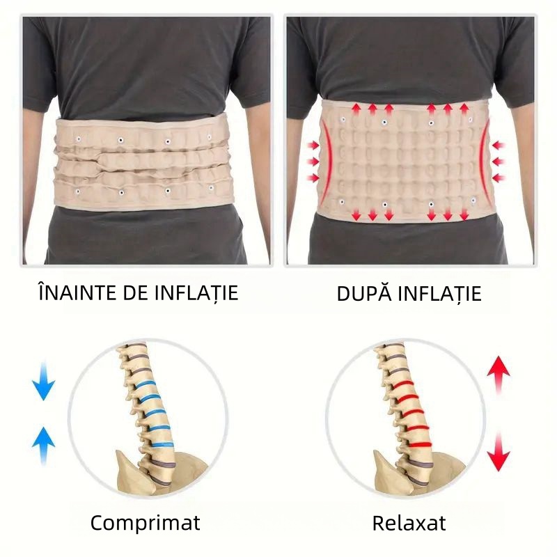 👴Centura gonflabilă pentru talie Centura de tracțiune lombară Centura de fixare lombară pentru hernie de disc lombară Centura de tracțiune pentru talie Suport universal pentru talie Sport
