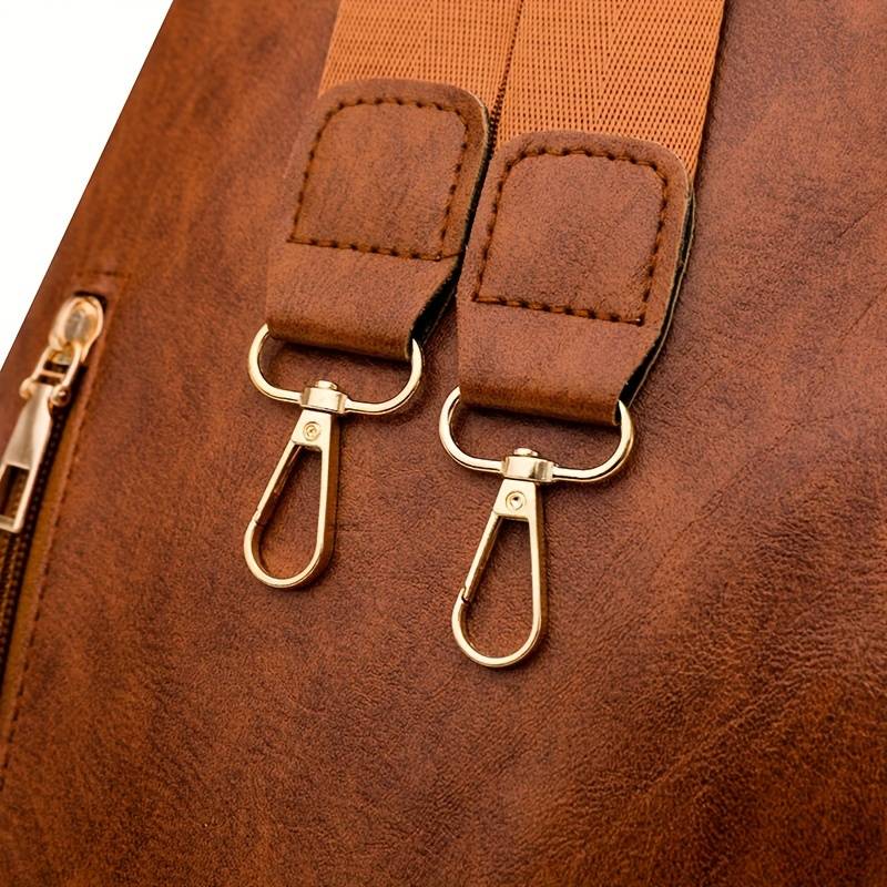 Rucsac din piele PU la modă pentru femei, doamne, geantă portabilă multifuncțională pentru călătorii în camping în aer liber detalii 10