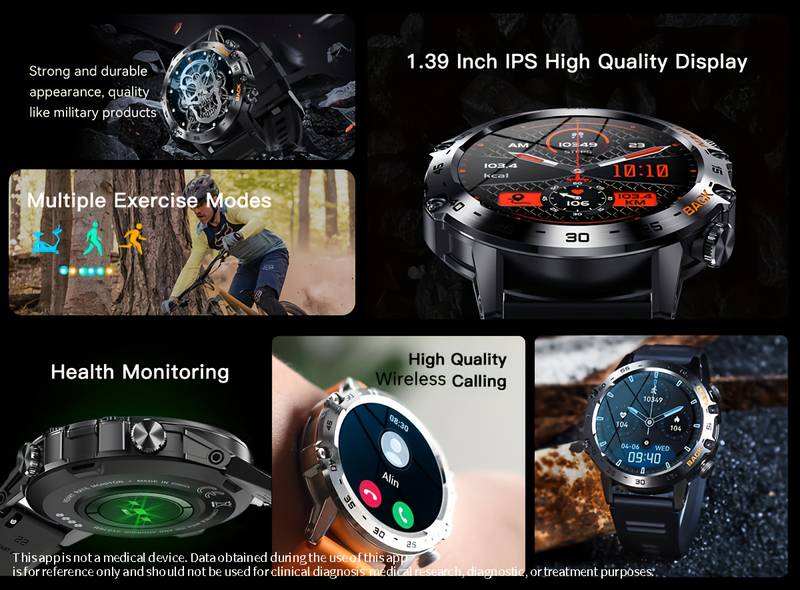 Ceas Inteligent Rotund Cu Afișaj IPS, Ceas Sport Și Fitness Rezistent La Apă, Cu Apel BT Pentru &Icirc;nregistrarea Activității detalii 1
