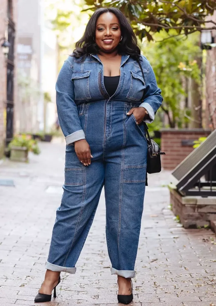 Salopetă din denim cu mânecă lungă