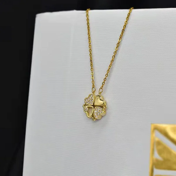 REDUCERE DE AN NOU 2024 - 68% REDUCERE - 🔥Colier Lucky Heart S925 din argint Sterling CU ȘASE TRENDARI🍀