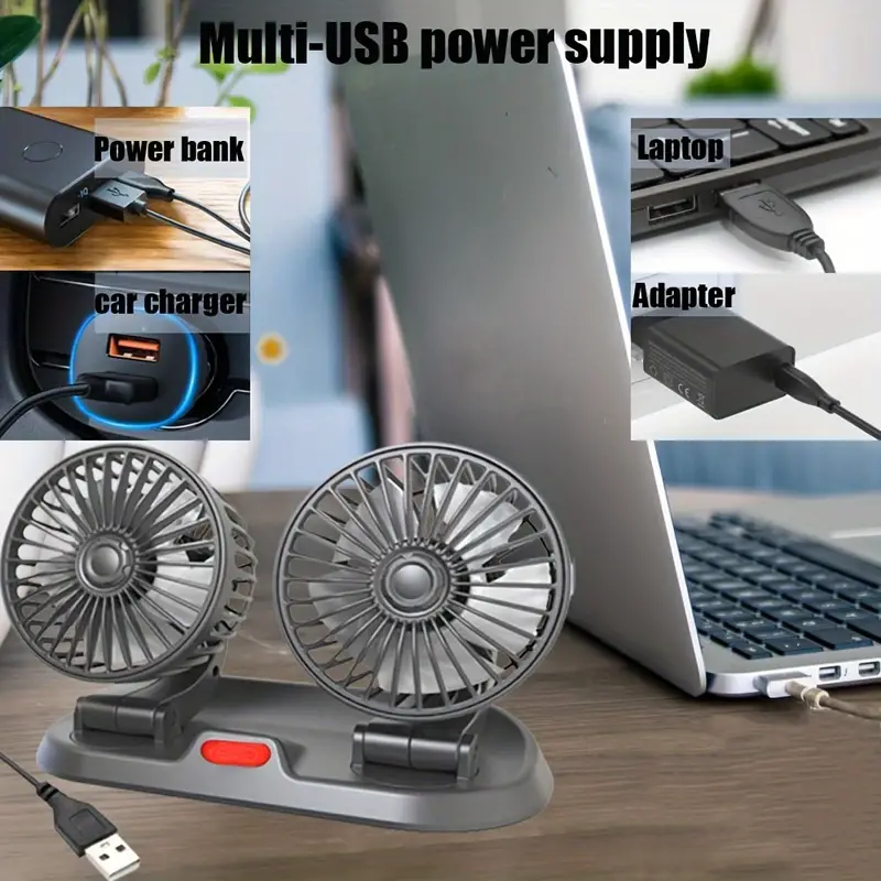 🚗Mufă USB de vară Mașină Mașină Acasă Mini ventilator cu două capete-FP003-VP🧊