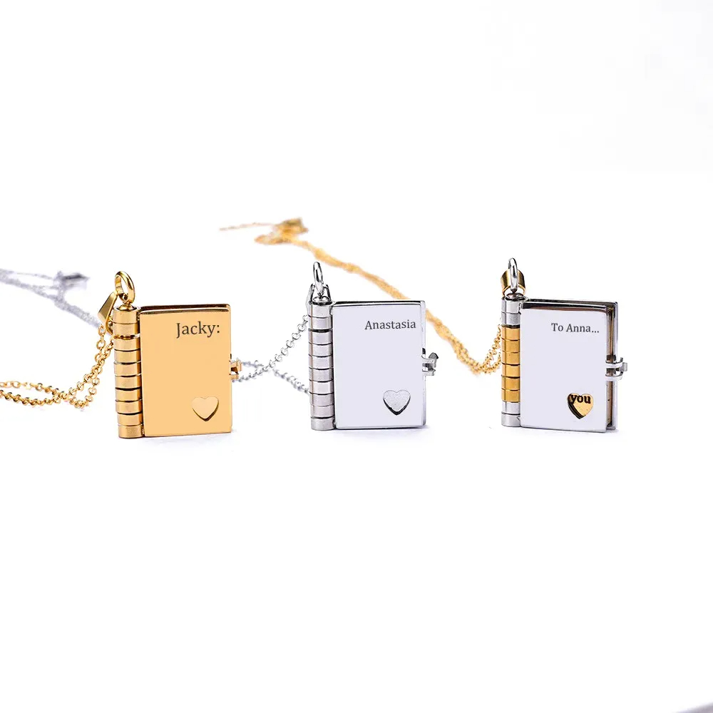 Christmas Gift Personalized Book Locket Necklace