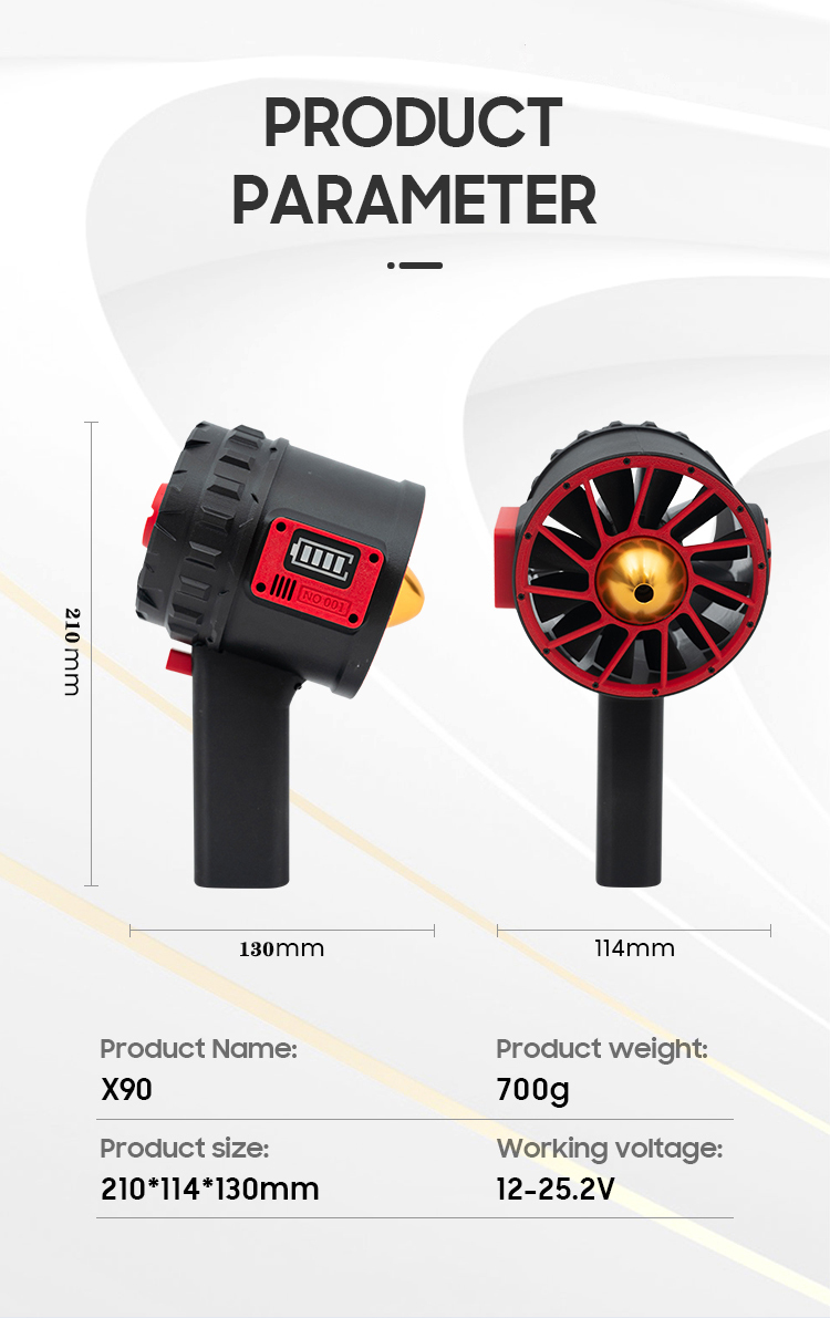 Superstrong Air blower Mini Turbo Jet Fan 90mm Brushless Motor Violent Blower Instantaneous Thrust 5kg/s 3000W 230m/s Duct Fan