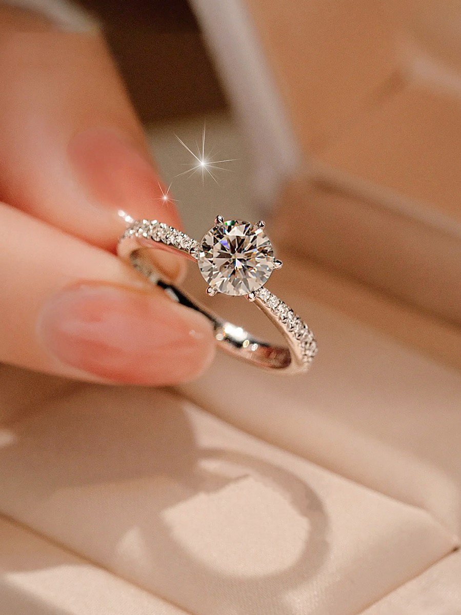 2024 nou inel cu diamant moissanite! Creat cu proporția de aur perfectă!