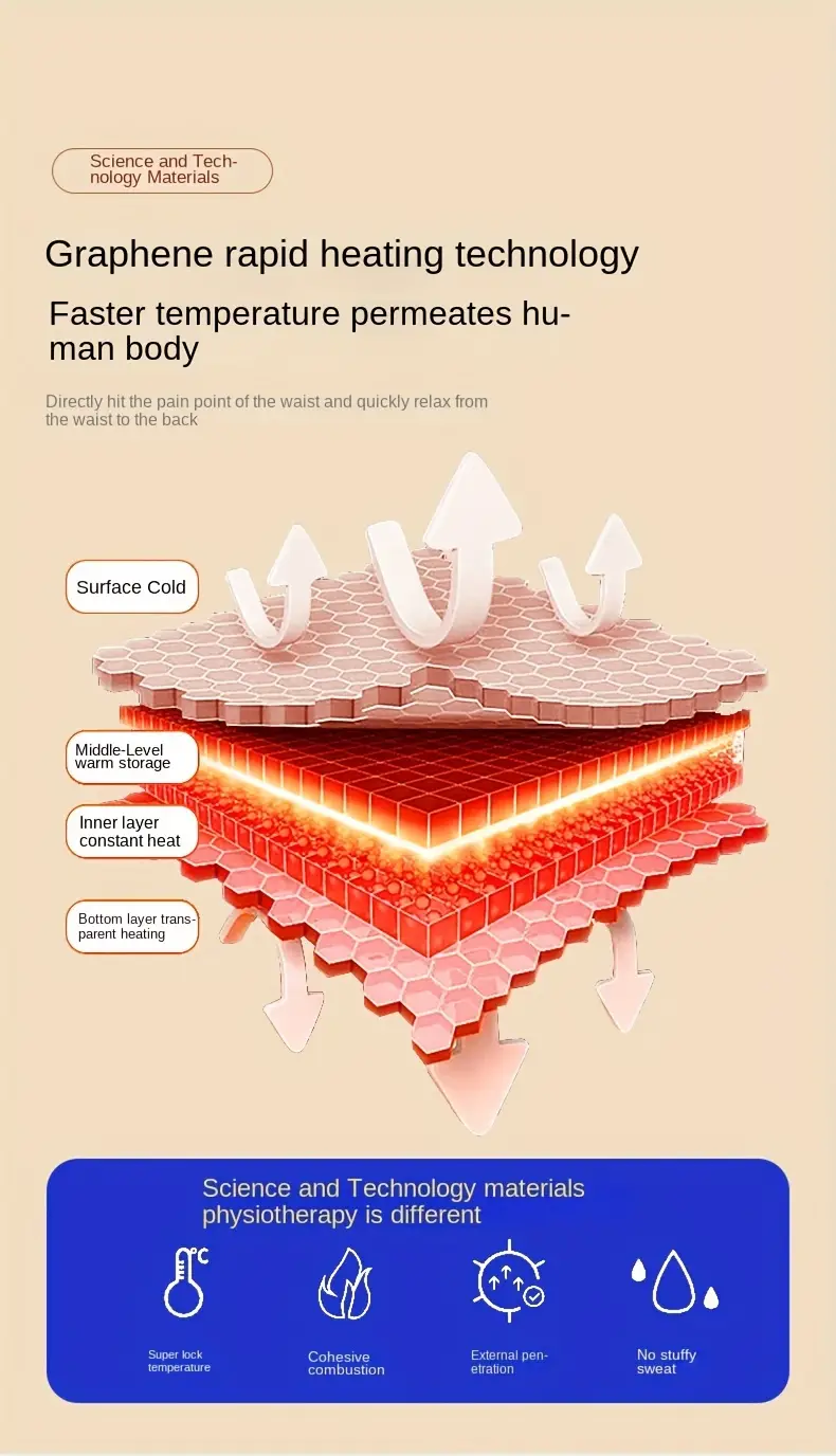 1pc 3 speed heated 3 speed massage back massager graphene cordless heated harness massage belt heated belt gift details 4