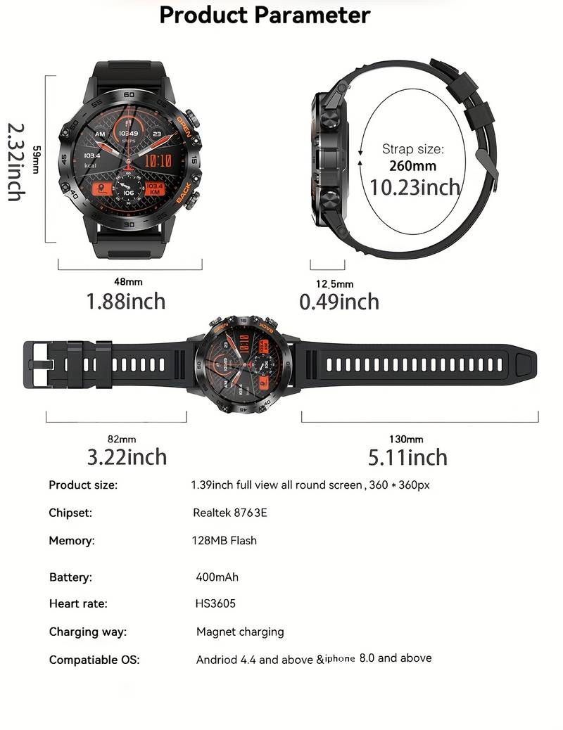 Ceas Inteligent Rotund Cu Afișaj IPS, Ceas Sport Și Fitness Rezistent La Apă, Cu Apel BT Pentru &Icirc;nregistrarea Activității detalii 15